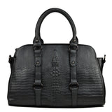 A5042 3-Individual Compartments Chic Alligator Embossed Genuine Leather Cross-body Tote Clearance.