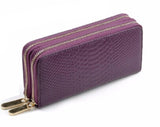 A4025 Classy Long Python-Embossed Genuine Leather Double Zips Around Wallet SALE.