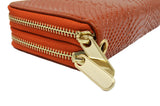 A4025 Classy Long Python-Embossed Genuine Leather Double Zips Around Wallet SALE.