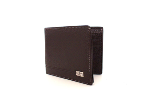 240 FFANY Exclusive Pebble Embossed Genuine Leather Men's Bi-fold  Wallet Clearance