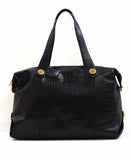8685420 FFANY Exclusive Large Black Alligator Embossed Genuine Leather Duffle Shoulder Tote Purse SALE.
