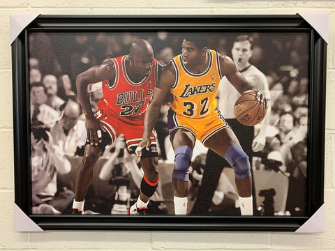 24"x36" Michael Jordon vs Magic Johnson