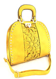 3185 FFANY Exclusive Studs with Hollow Out Carving Premium Faux Leather Cross-body Shopping Satchel Handbag Clearance.