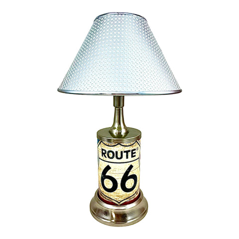 Route 66 Distressed American Flag Metal License Plate Collectible Table / Desk Lamp
