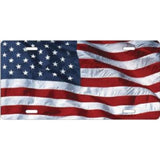 Full American Flag Airbrush Metal License Plate Collectible Table / Desk Lamp