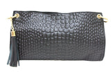 D16074 FFANY Exclusive Alligator Embossed Genuine Leather Cross-body Shoulder Clutch Purse SALE.