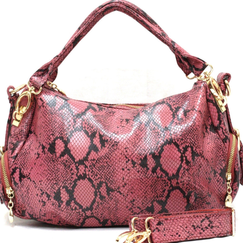 D15822  FFANY Exclusive Python / Pebble Embossed Genuine Leather Cross-body Shoulder Purse Clearance.