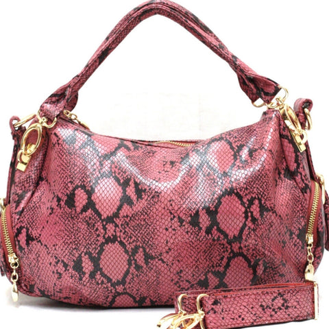 D15822  FFANY Exclusive Python / Pebble Embossed Genuine Leather Cross-body Shoulder Purse Clearance