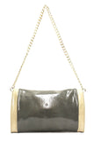 8685390 FFANY Exclusive Two Tones Genuine Patent Leather Party / Dinner Shoulder Clutch Purse Clearance.