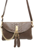 D16066 FFANY Exclusive Chic Tassels Python Embossed Genuine Leather Cross-body Shopping Clutch Purse SALE.
