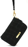 2390140 FFANY Exclusive Chic Short Alligator Embossed Genuine Leather Zip Around Wallet Clearance.